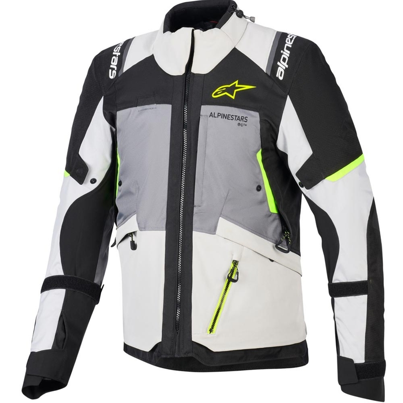 Alpinestars Andes V4 Drystar Moottoripyörä Takki Tummanharmaa-Vaaleanharmaa-Musta-Fluo Keltainen