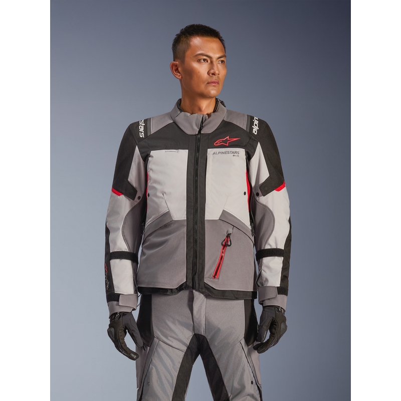 Alpinestars Andes V4 Drystar Moottoripyörä Takki Tummanharmaa-Vaaleanharmaa-Musta-Punainen