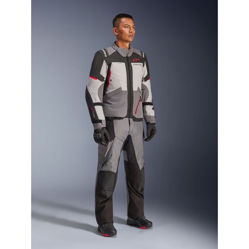Alpinestars Andes V4 Drystar Moottoripyörä Takki Tummanharmaa-Vaaleanharmaa-Musta-Punainen