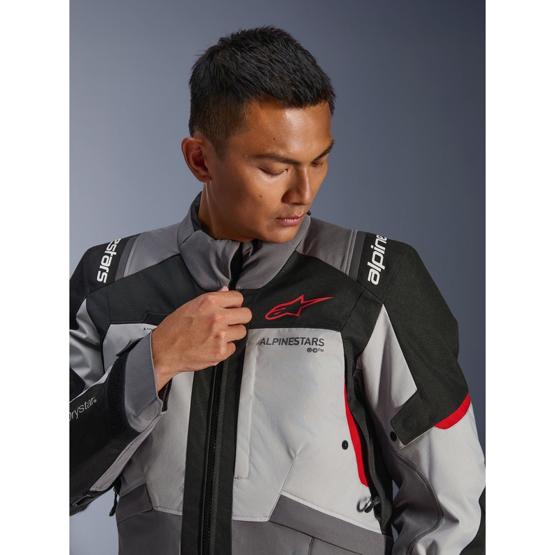 Alpinestars Andes V4 Drystar Moottoripyörä Takki Tummanharmaa-Vaaleanharmaa-Musta-Punainen