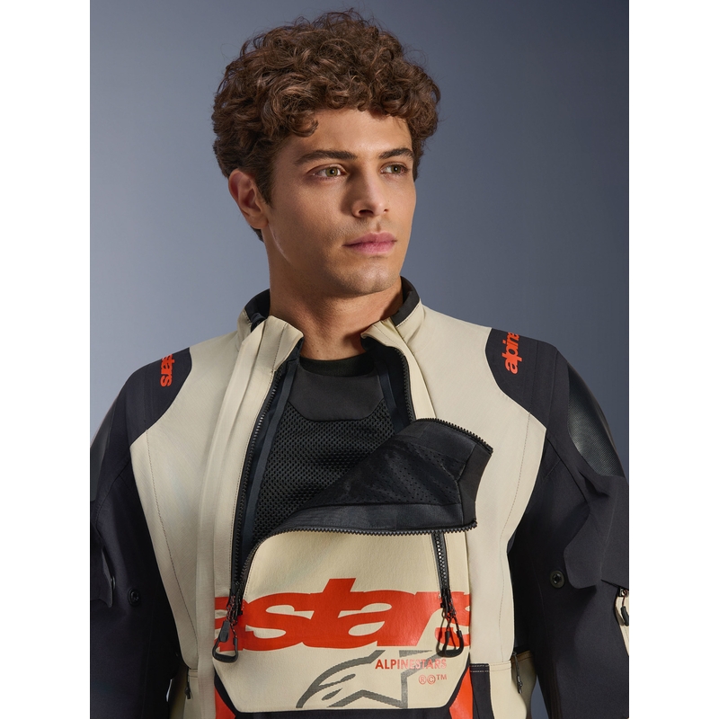 Alpinestars Halo PRO Drystar XF Moottoripyörä Takki Kermanvalkoinen-Musta-Punainen