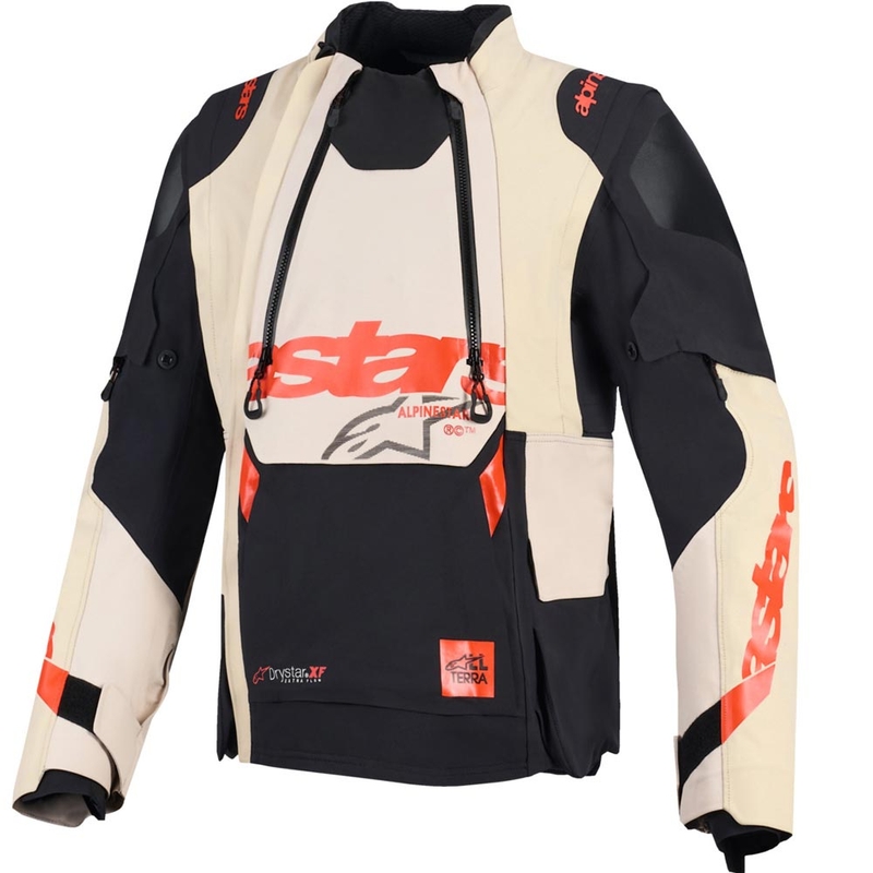 Alpinestars Halo PRO Drystar XF Moottoripyörä Takki Kermanvalkoinen-Musta-Punainen