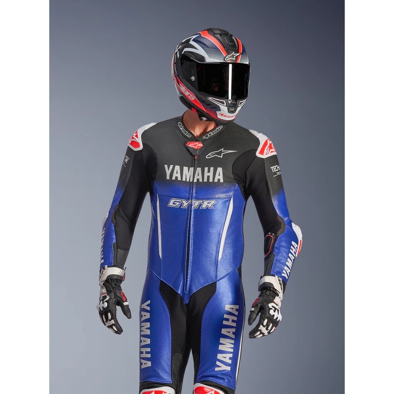 Nahkainen moottoripyöräpuku Alpinestars GP-R7 YAMAHA GYTR TECH-AIR -mallistoon, yhteensopiva sini-musta-valko-punainen