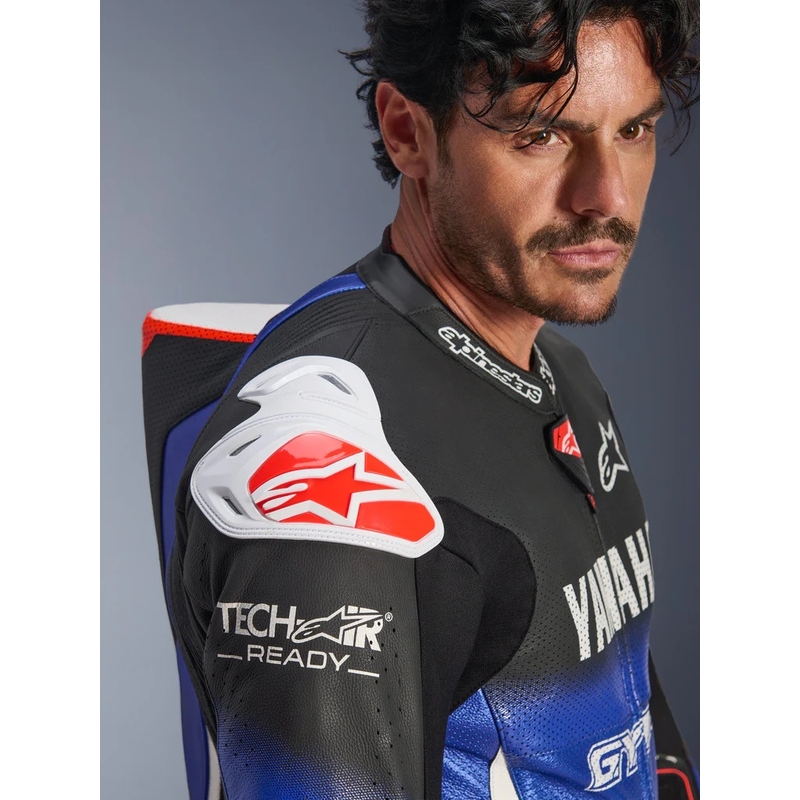 Nahkainen moottoripyöräpuku Alpinestars GP-R7 YAMAHA GYTR TECH-AIR -mallistoon, yhteensopiva sini-musta-valko-punainen
