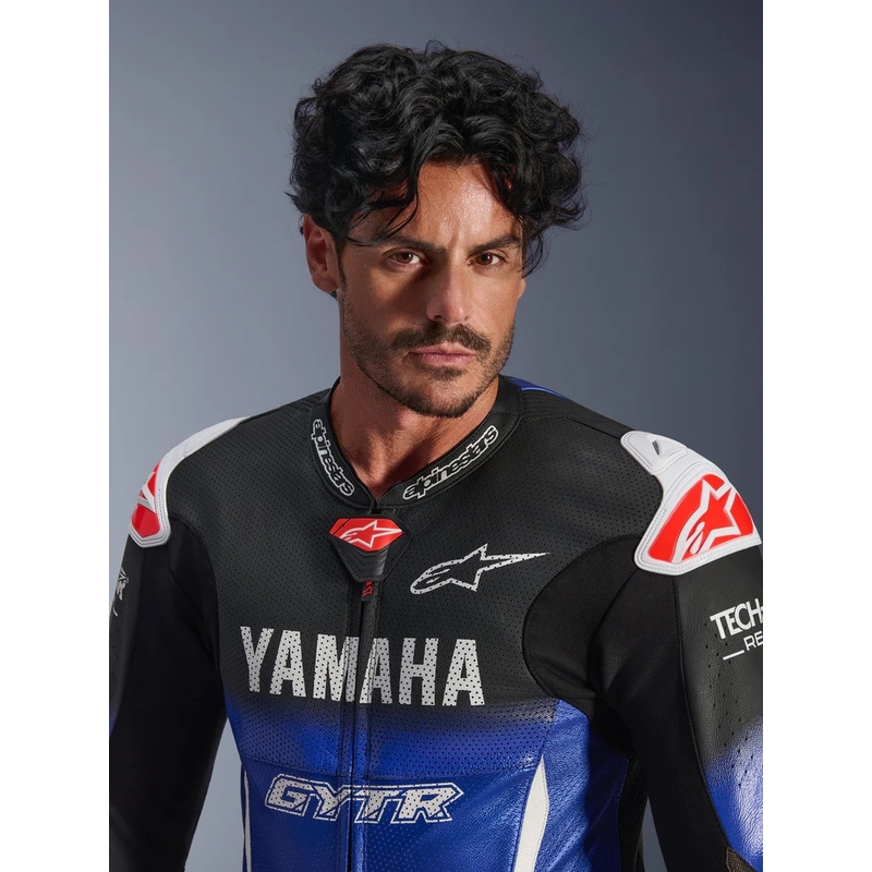 Nahkainen moottoripyöräpuku Alpinestars GP-R7 YAMAHA GYTR TECH-AIR -mallistoon, yhteensopiva sini-musta-valko-punainen