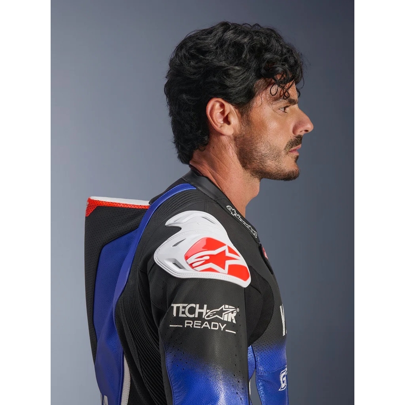 Nahkainen moottoripyöräpuku Alpinestars GP-R7 YAMAHA GYTR TECH-AIR -mallistoon, yhteensopiva sini-musta-valko-punainen