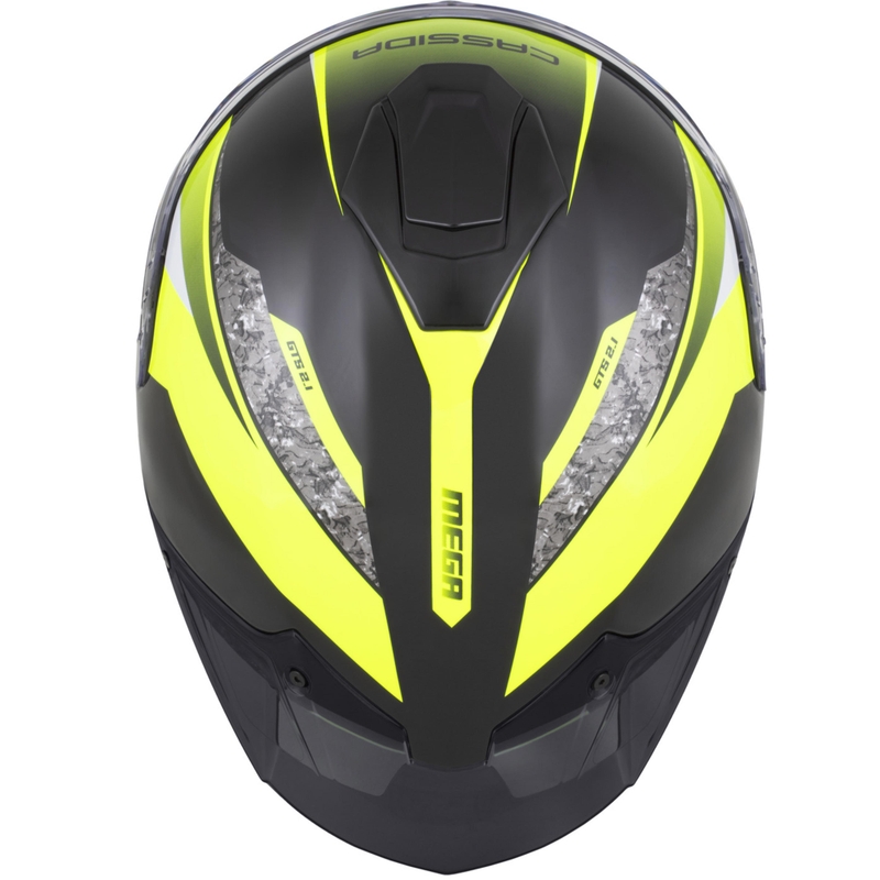 Cassida Integral GTS 2.1 Mega täysikokoinen moottoripyöräkypärä musta-fluo keltainen-valkoinen
