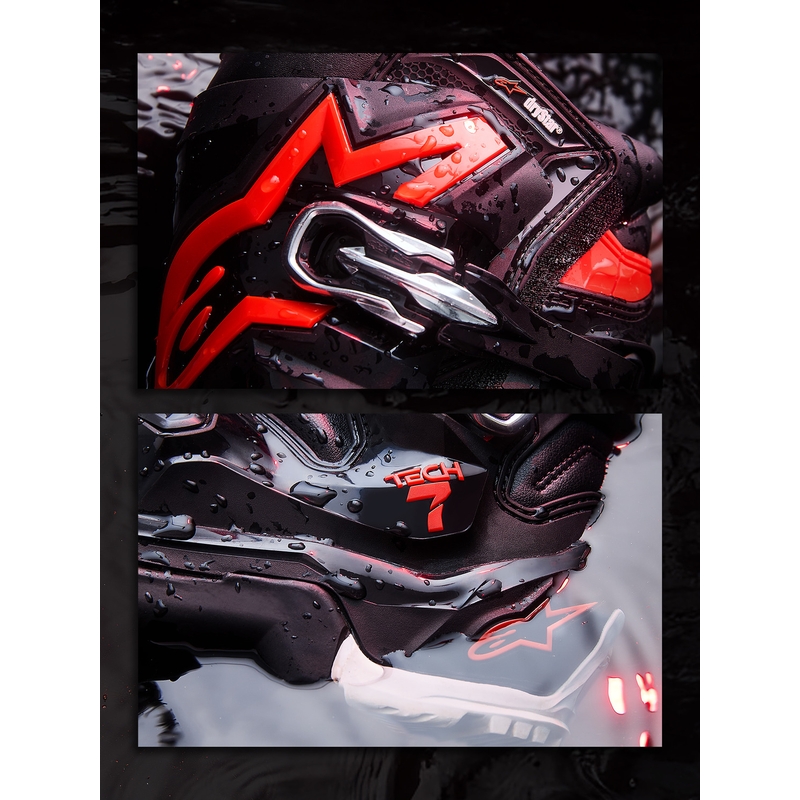 Alpinestars TECH 7 Enduro Drystar -moottoripyöräsaappaat musta-neonpuna-valkoinen