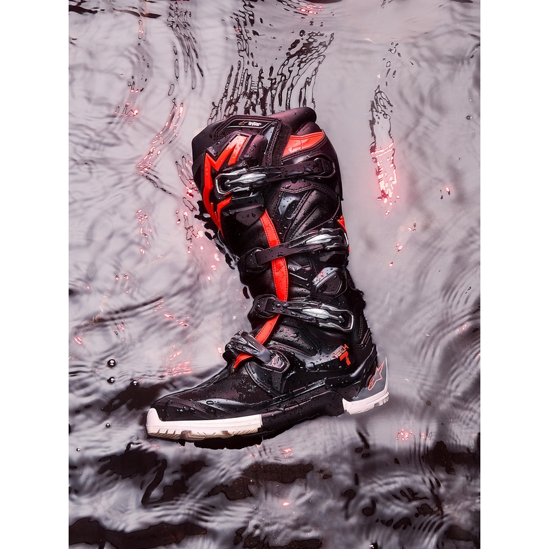 Alpinestars TECH 7 Enduro Drystar -moottoripyöräsaappaat musta-neonpuna-valkoinen