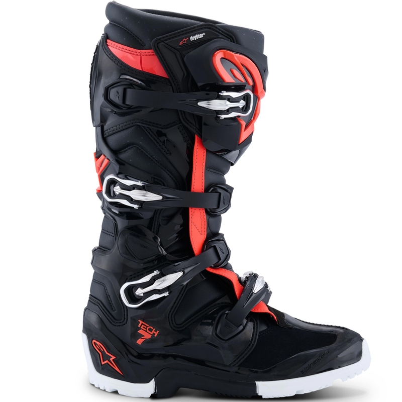 Alpinestars TECH 7 Enduro Drystar -moottoripyöräsaappaat musta-neonpuna-valkoinen