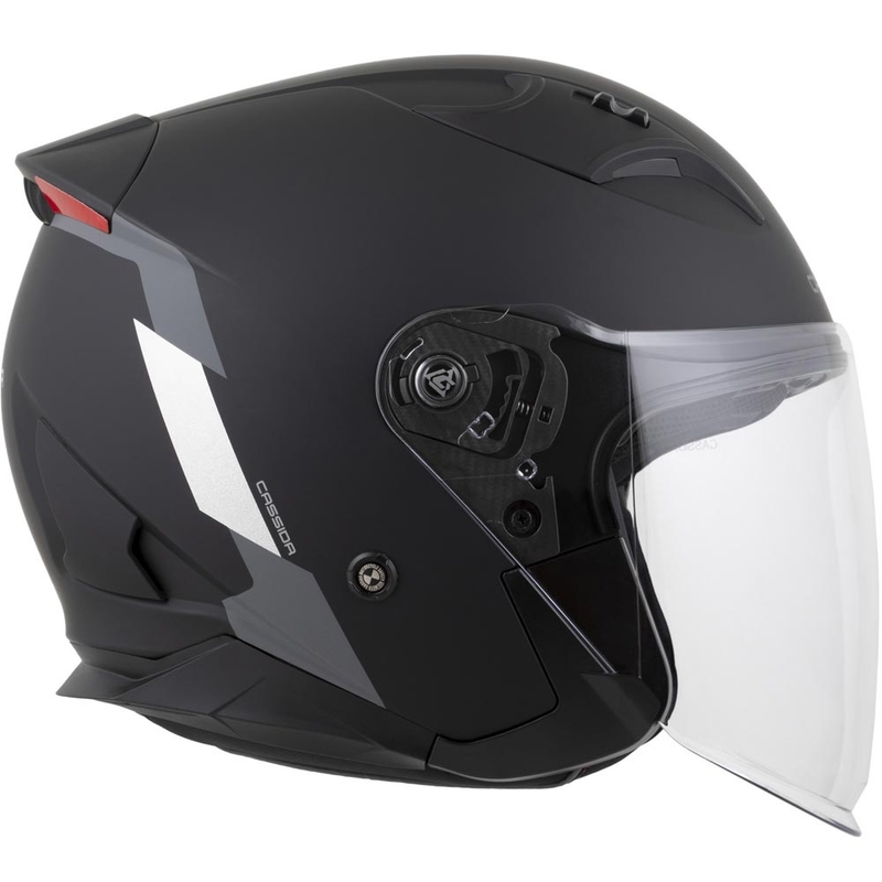 Cassida Reflex 2.0 Safety Open Face -moottoripyöräkypärä mattamusta-harmaa-heijastava hopea
