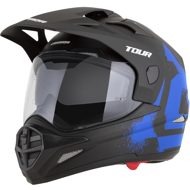 Enduro-moottoripyöräkypärä Cassida Tour 2.0 Crew mattamusta-sininen