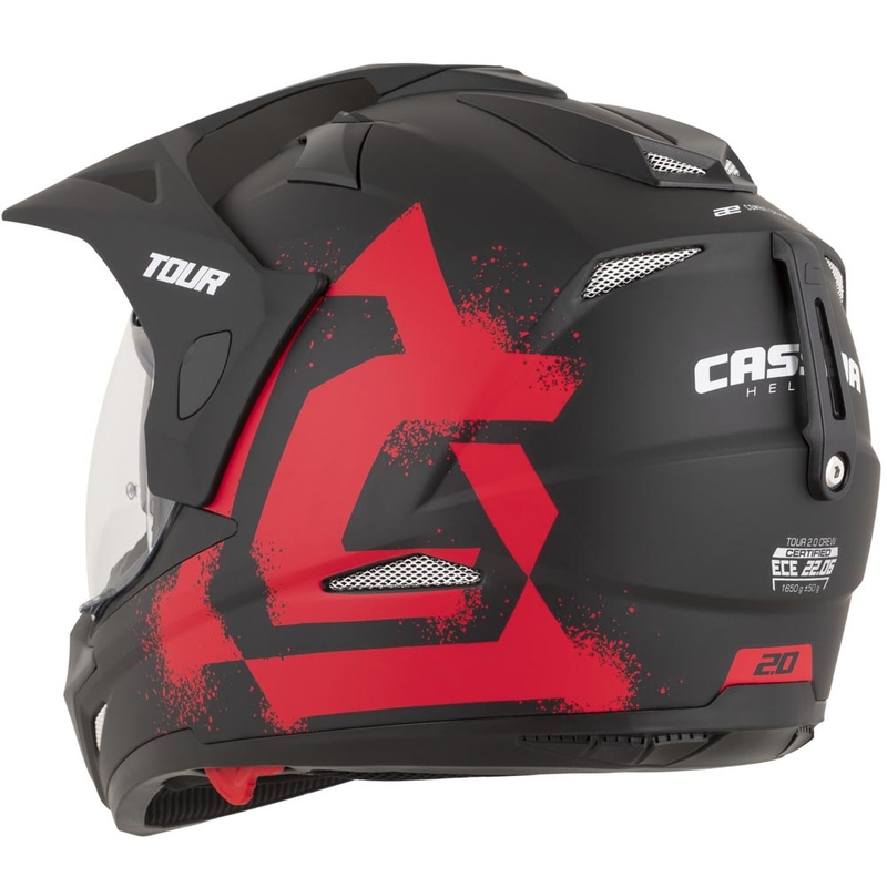 Enduro-moottoripyöräkypärä Cassida Tour 2.0 Crew mattamusta-punainen