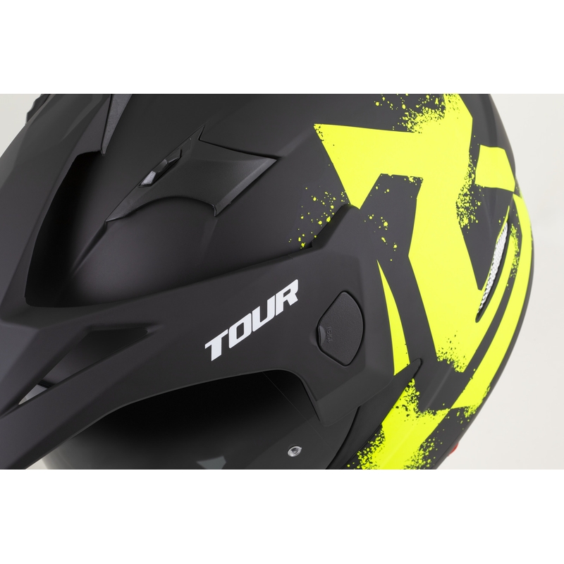 Enduro-moottoripyöräkypärä Cassida Tour 2.0 Crew mattamusta-fluo-keltainen