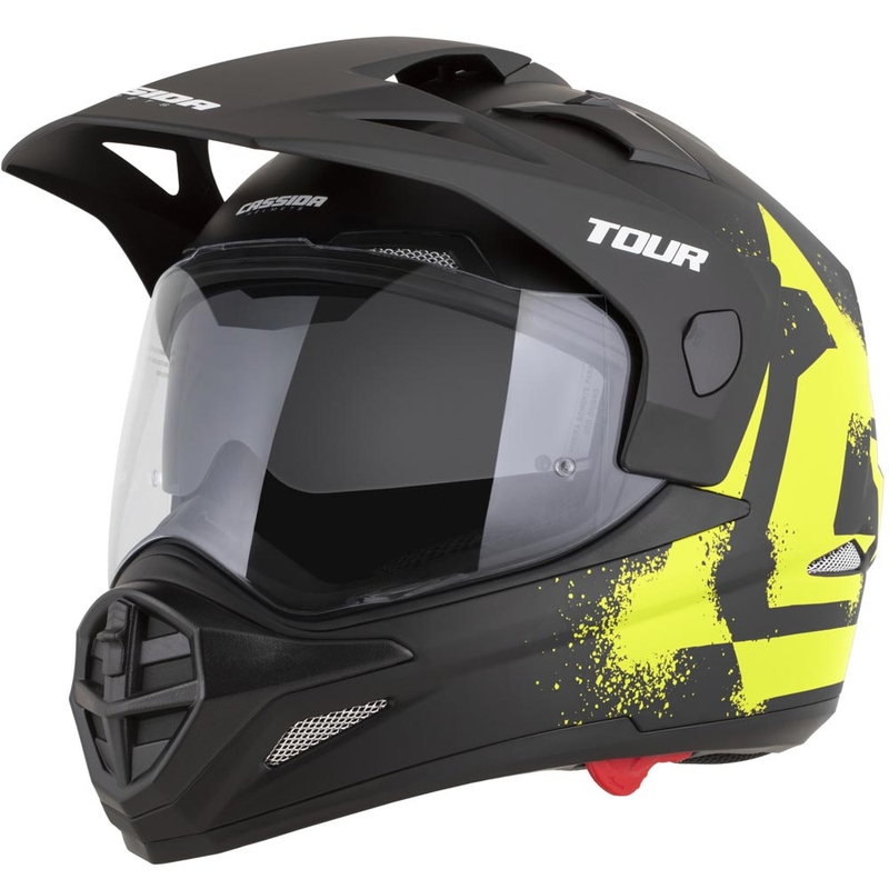 Enduro-moottoripyöräkypärä Cassida Tour 2.0 Crew mattamusta-fluo-keltainen