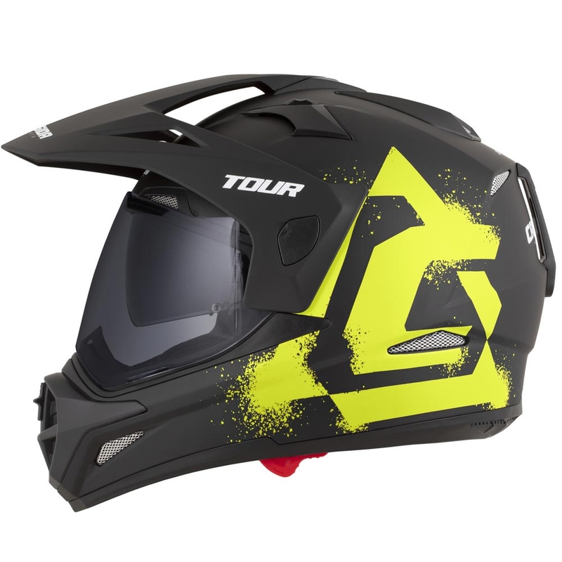 Enduro-moottoripyöräkypärä Cassida Tour 2.0 Crew mattamusta-fluo-keltainen
