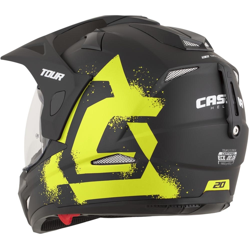 Enduro-moottoripyöräkypärä Cassida Tour 2.0 Crew mattamusta-fluo-keltainen