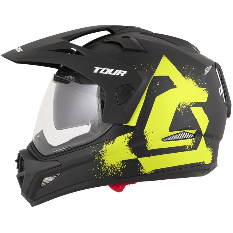 Enduro-moottoripyöräkypärä Cassida Tour 2.0 Crew mattamusta-fluo-keltainen