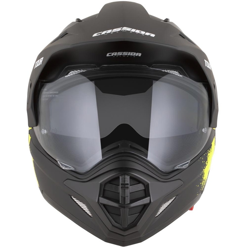 Enduro-moottoripyöräkypärä Cassida Tour 2.0 Crew mattamusta-fluo-keltainen