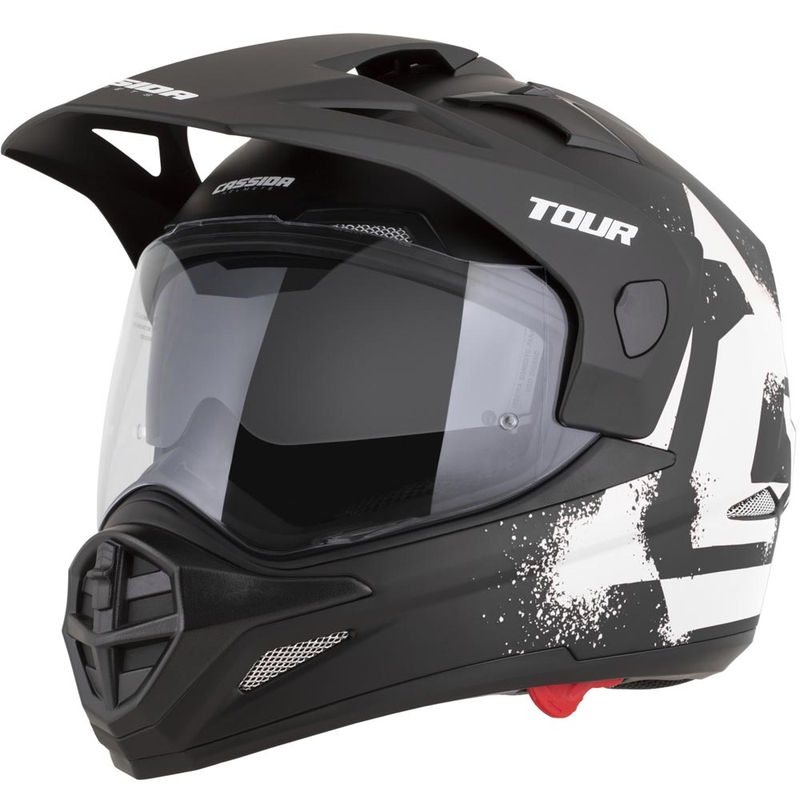 Enduro-moottoripyöräkypärä Cassida Tour 2.0 Crew mattamusta-valkoinen