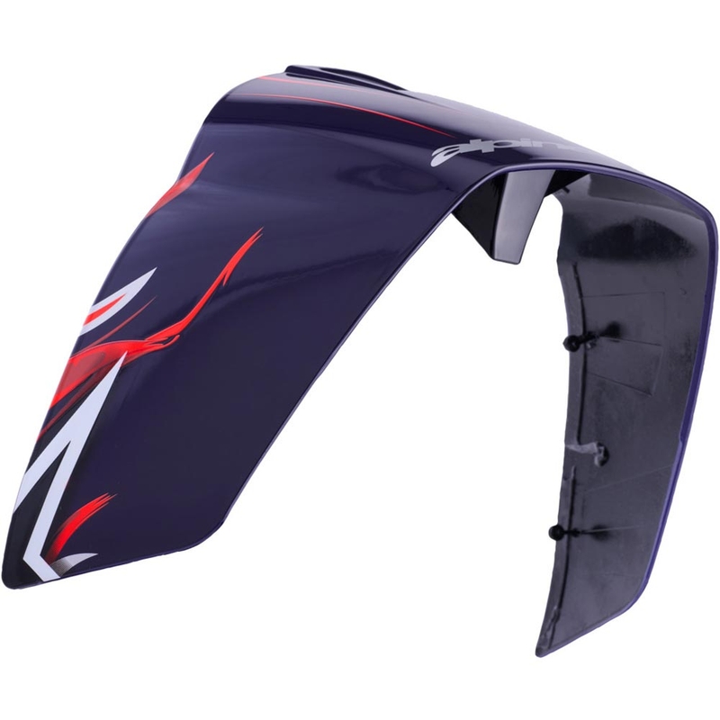 Aerodynaaminen spoileri moottoripyöräkypäriin Alpinestars Supertech R10 FLYTE kilpaprofiililla, matta sini-puna-valkoinen