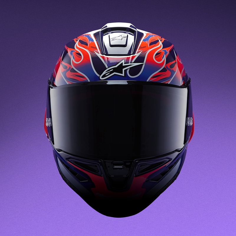 Alpinestars Supertech R-10 Flyte -moottoripyöräkypärä, rajoitettu erä, Jorge Martin, violetti-punainen