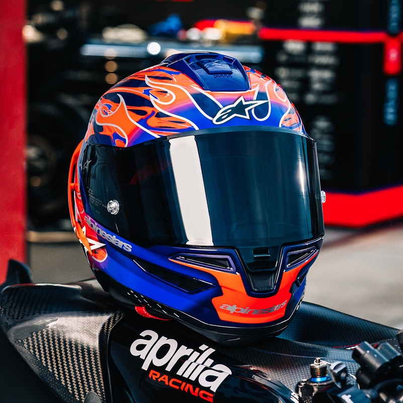 Alpinestars Supertech R-10 Flyte -moottoripyöräkypärä, rajoitettu erä, Jorge Martin, violetti-punainen