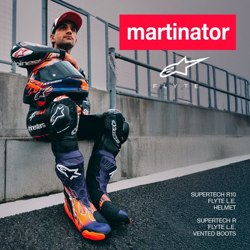 Alpinestars Supertech R-10 Flyte -moottoripyöräkypärä, rajoitettu erä, Jorge Martin, violetti-punainen