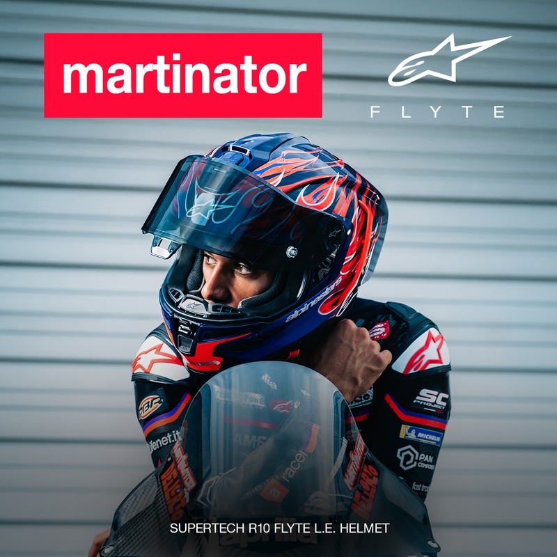 Alpinestars Supertech R-10 Flyte -moottoripyöräkypärä, rajoitettu erä, Jorge Martin, violetti-punainen