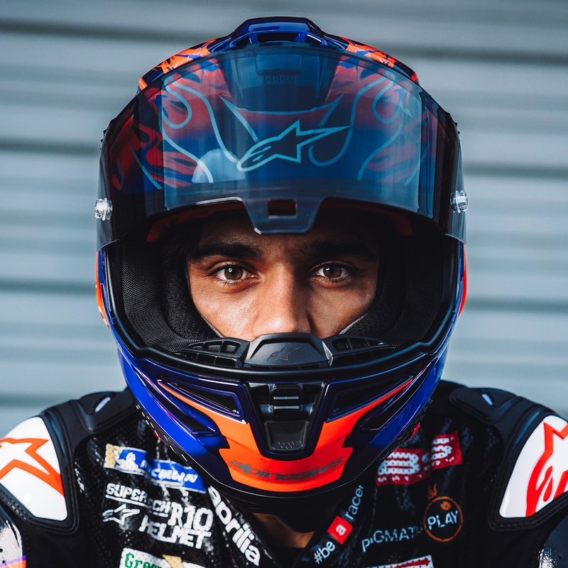 Alpinestars Supertech R-10 Flyte -moottoripyöräkypärä, rajoitettu erä, Jorge Martin, violetti-punainen