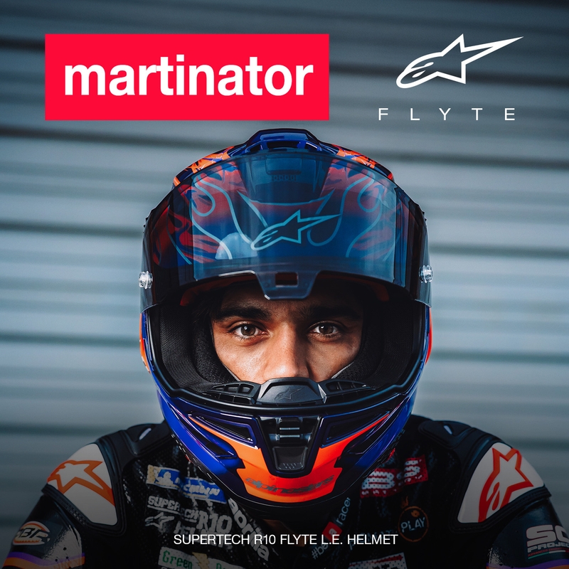 Alpinestars Supertech R-10 Flyte -moottoripyöräkypärä, rajoitettu erä, Jorge Martin, violetti-punainen