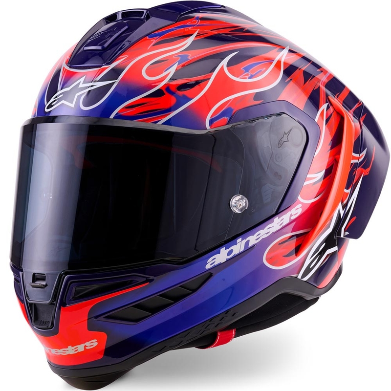 Alpinestars Supertech R-10 Flyte -moottoripyöräkypärä, rajoitettu erä, Jorge Martin, violetti-punainen