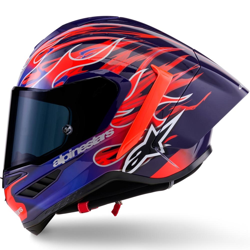 Alpinestars Supertech R-10 Flyte -moottoripyöräkypärä, rajoitettu erä, Jorge Martin, violetti-punainen