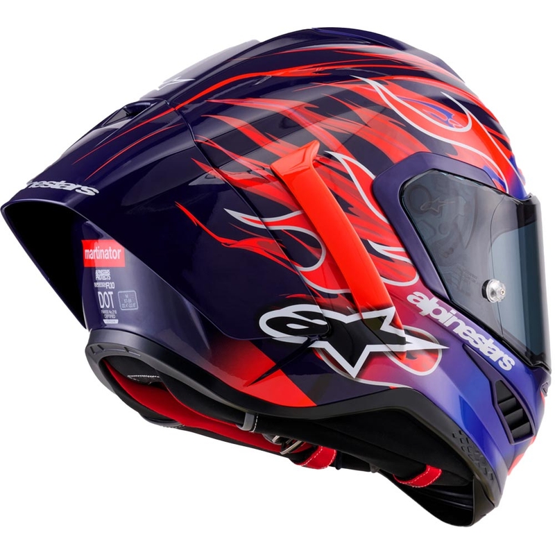 Alpinestars Supertech R-10 Flyte -moottoripyöräkypärä, rajoitettu erä, Jorge Martin, violetti-punainen