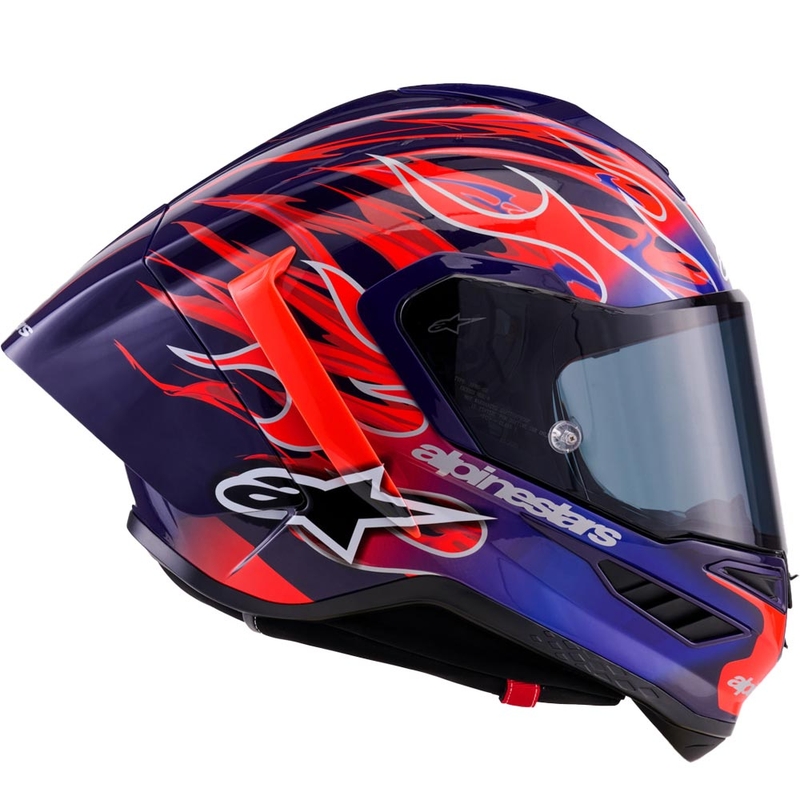 Alpinestars Supertech R-10 Flyte -moottoripyöräkypärä, rajoitettu erä, Jorge Martin, violetti-punainen