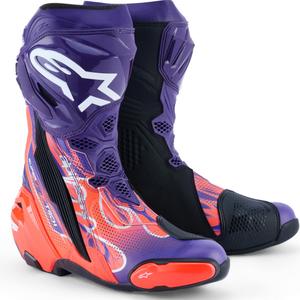 Alpinestars Supertech R Vented Flyte -moottoripyöräsaappaat, rajoitetun erän, Jorge Martin, violetti-punainen-musta
