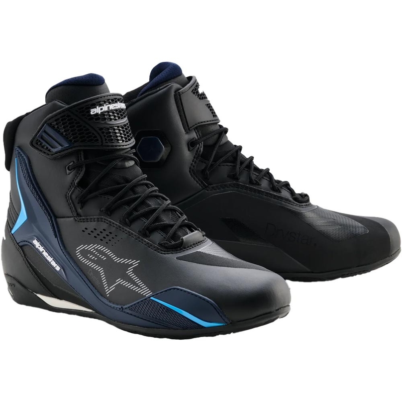 Alpinestars Faster-4 Drystar -moottoripyöräsaappaat musta-sini-valkoinen
