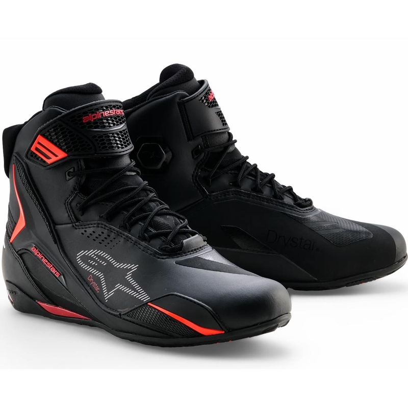 Alpinestars Faster-4 Drystar -moottoripyöräsaappaat musta-fluo-punaiset