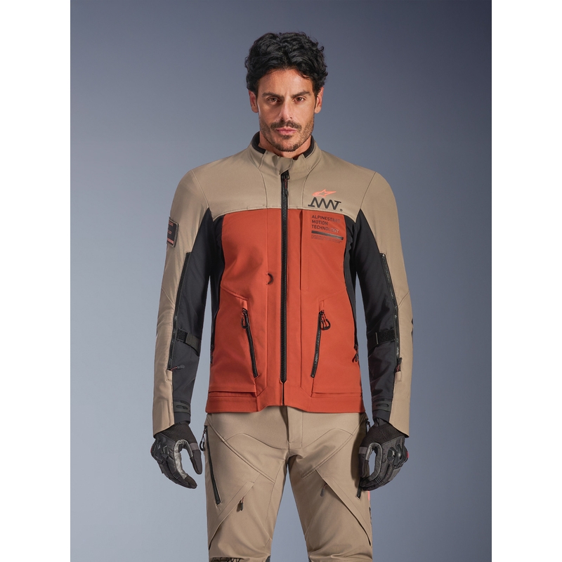 Alpinestars AMT-8 Stretch Drystar XF -moottoripyörätakki ruskea-oranssi-musta