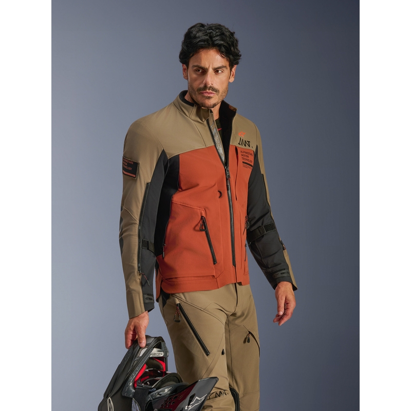 Alpinestars AMT-8 Stretch Drystar XF -moottoripyörätakki ruskea-oranssi-musta
