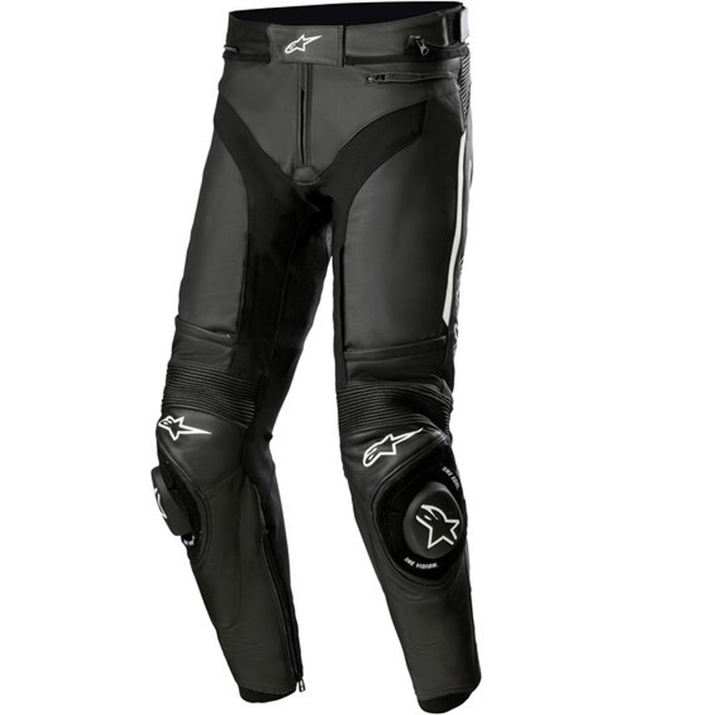 Alpinestars Missile 3 nahkaiset moottoripyörähousut musta-valkoiset