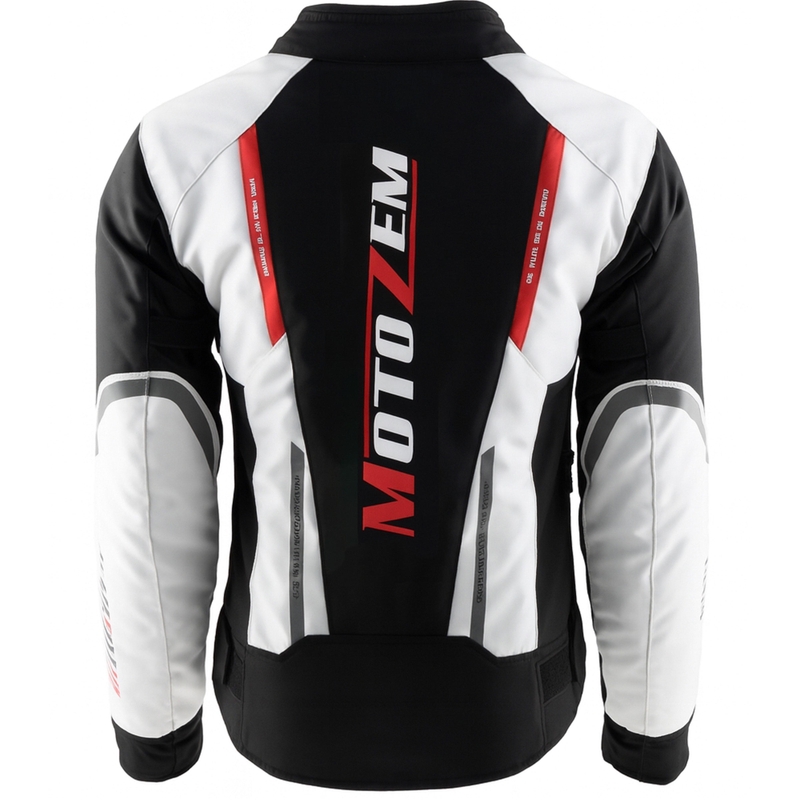 Naisten moottoripyörätakki Motozem Team 2 musta-valkoinen