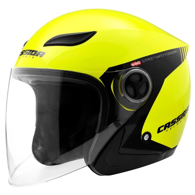 Otevřená přilba na motorku Cassida Reflex Safety černo-fluo žlutá