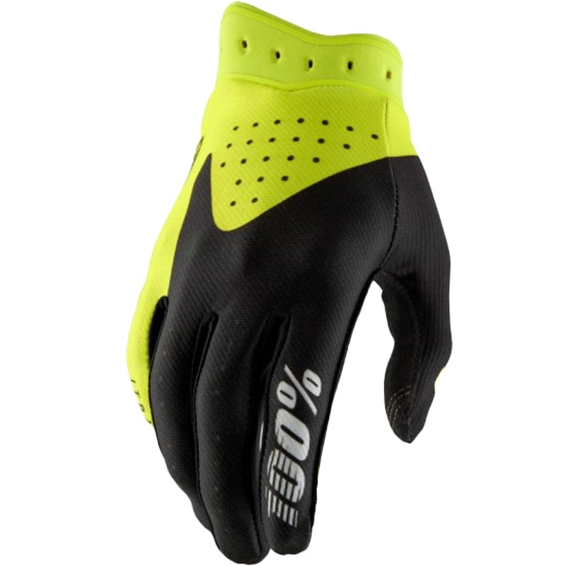Motocross-hanskat 100% iTrack musta-fluo keltainen