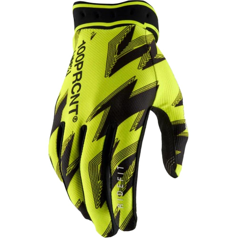 Motocross-hanskat 100% Ridefit fluo keltainen-musta