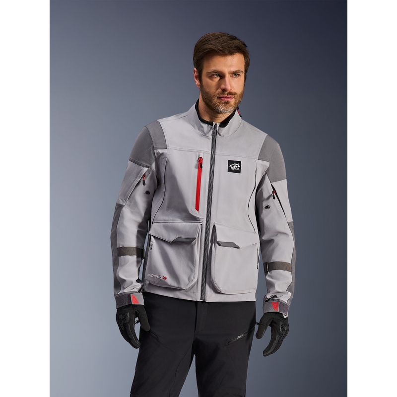 Alpinestars Maxdura Drystar XF moottoripyörätakki vaaleanharmaa-tummanharmaa