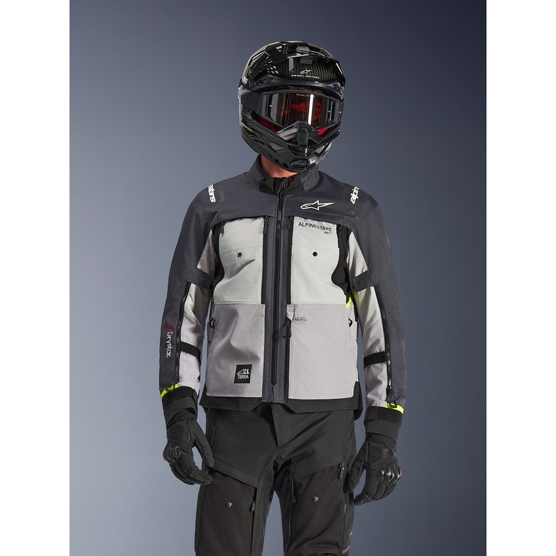 Alpinestars Cusco Drystar -moottoripyörätakki vaaleanharmaa-vaaleansininen-tummansininen