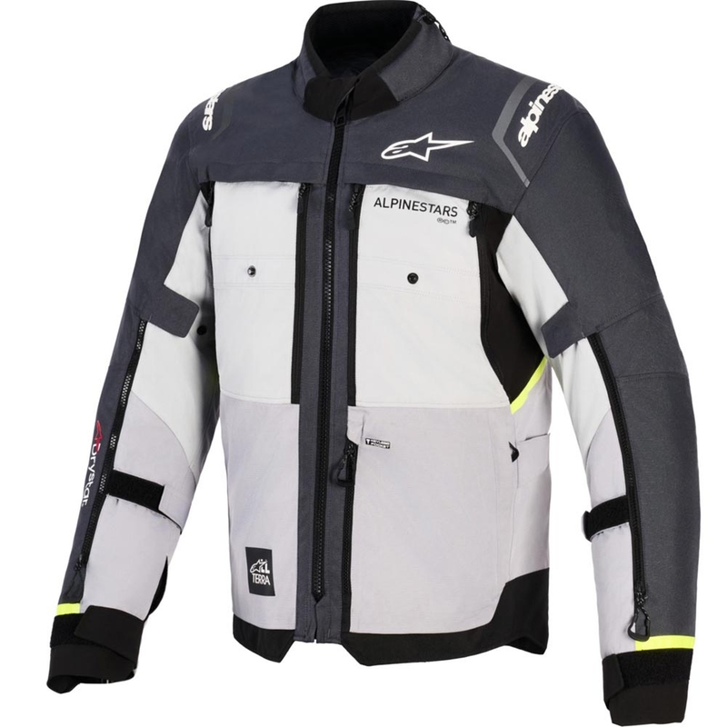 Alpinestars Cusco Drystar -moottoripyörätakki vaaleanharmaa-vaaleansininen-tummansininen