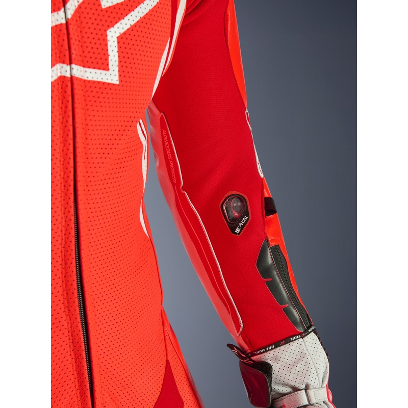 Alpinestars GP TECH V5 yksiosainen moottoripyöränahkapuku, fluoresoiva punainen-punainen-valkoinen
