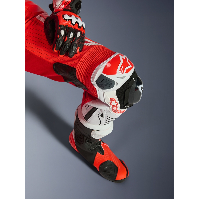 Alpinestars GP TECH V5 yksiosainen moottoripyöränahkapuku, fluoresoiva punainen-punainen-valkoinen